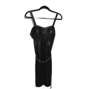 *Madden USA Black Faux Leather Mini Dress - Size: Large*